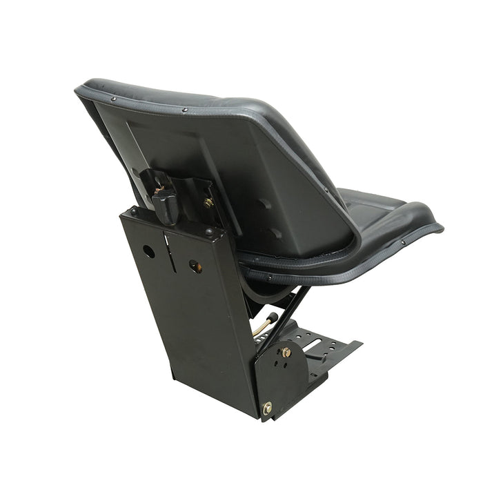 Sedile universale nero con tripla regolazione e ammortizzatore per trattore U-445