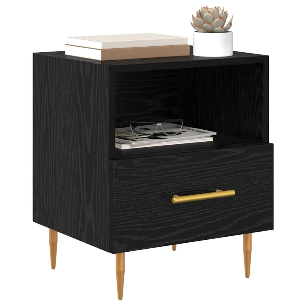 Comodino con cassetto Nero 40 x 35 x 47,5 cm Legno multistrato 882079
