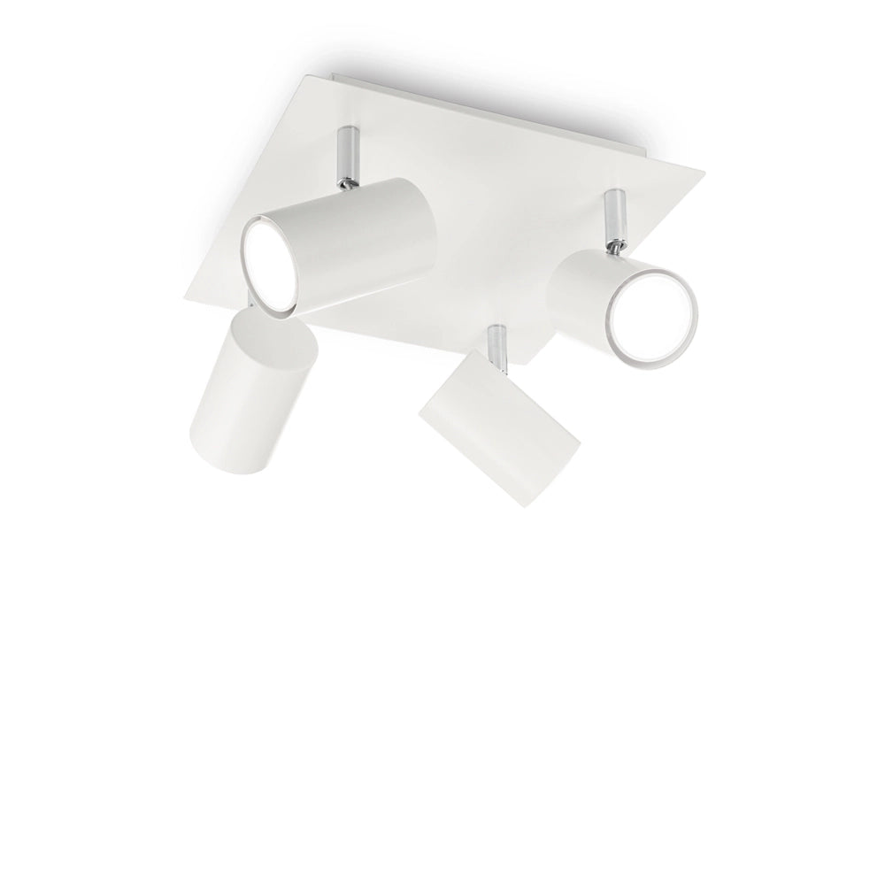 Plafoniera Moderna Spot Metallo Bianco 4 Luci Gu10