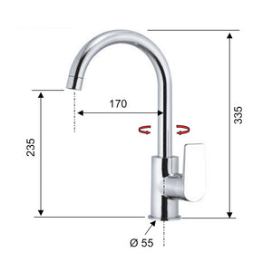 Rubinetto lavello con canna alta girevole - serie dream