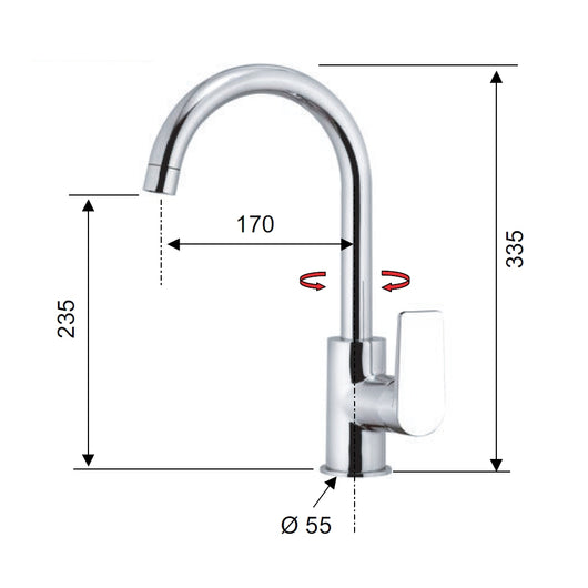 Rubinetto lavello con canna alta girevole - serie dream