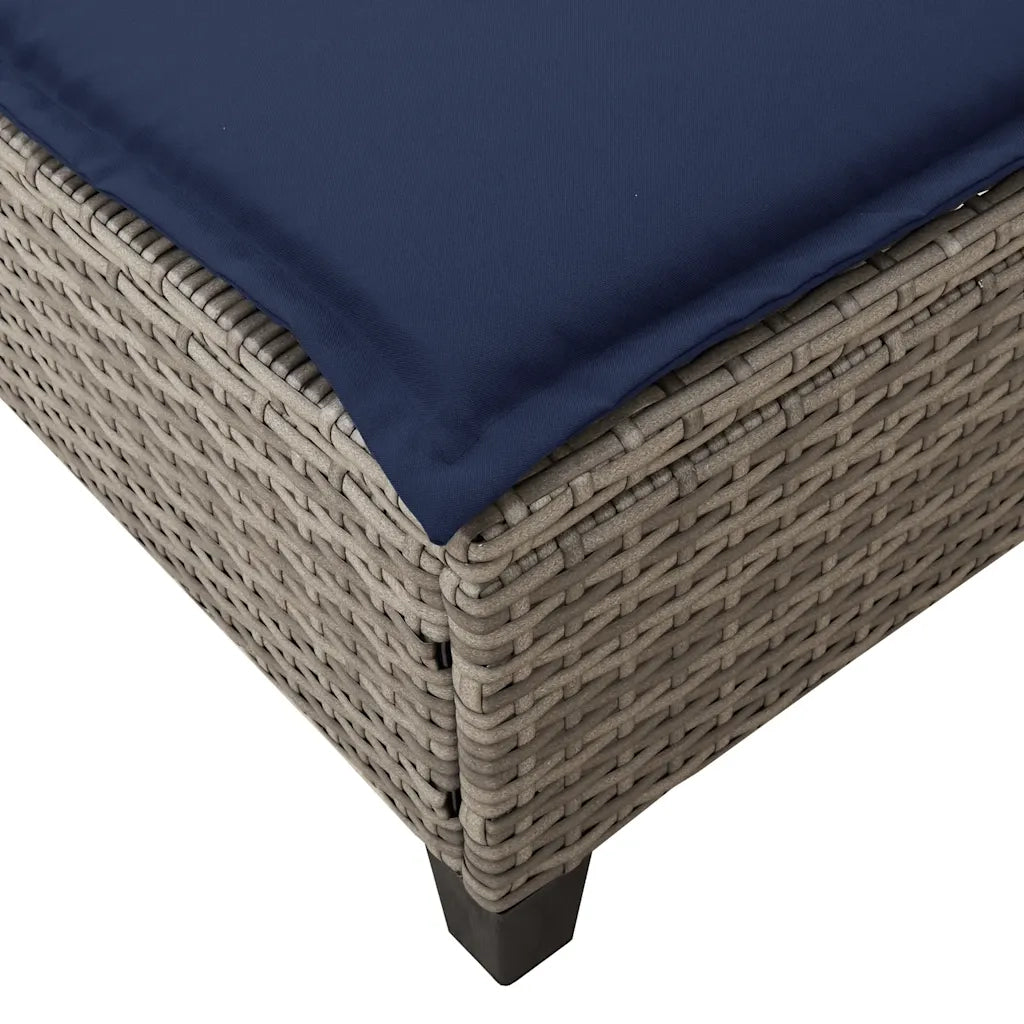vidaXL Lettino Prendisole con Cuscini Grigio 55x200x25,5cm Polyrattan