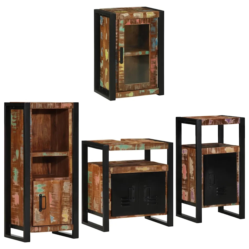 Set di mobili per il bagno 4 pcs Legno massello riciclato
