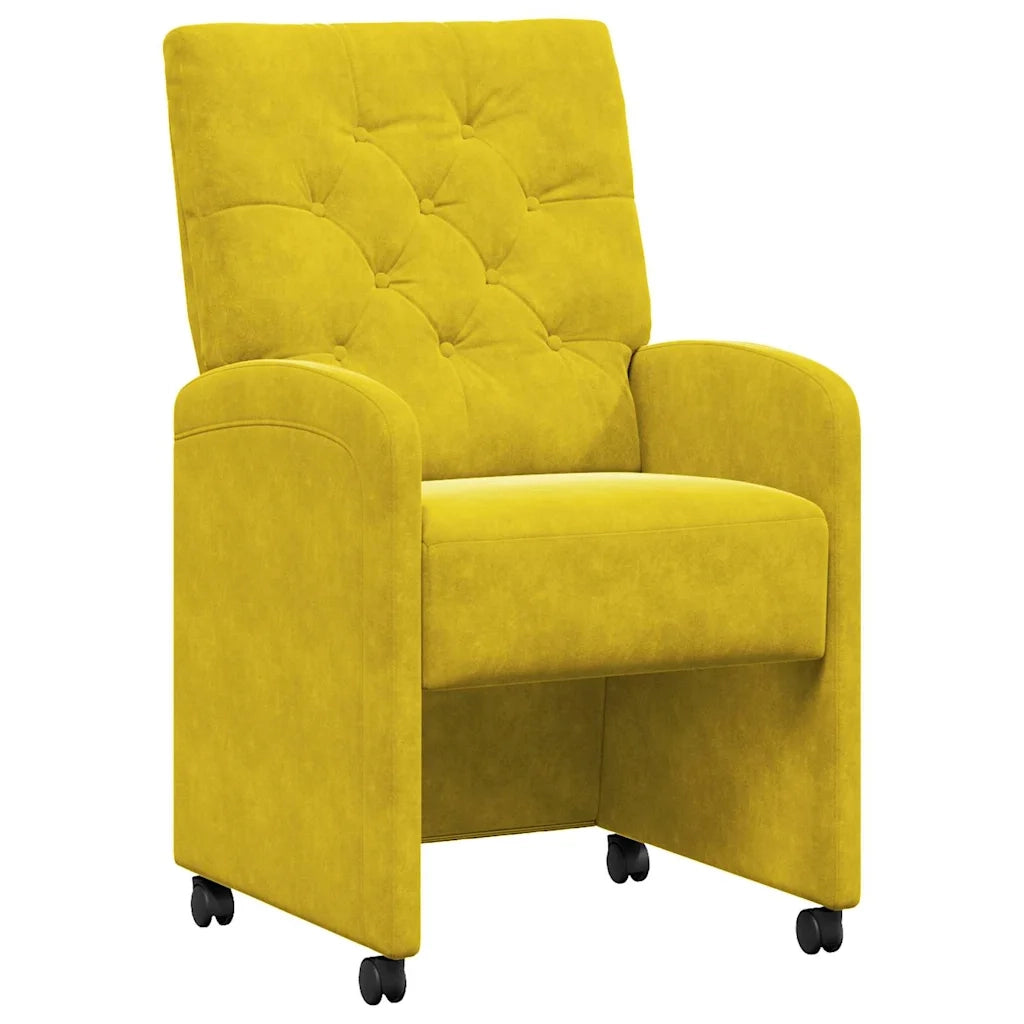 Sedie da Pranzo con Ruote 2 pcs Giallo 58 x 67 x 97 cm Velluto 42017872