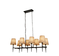 Lampadario Industrial-Nordico Gotico Acciaio Nero Tessuto 8 Luci E14