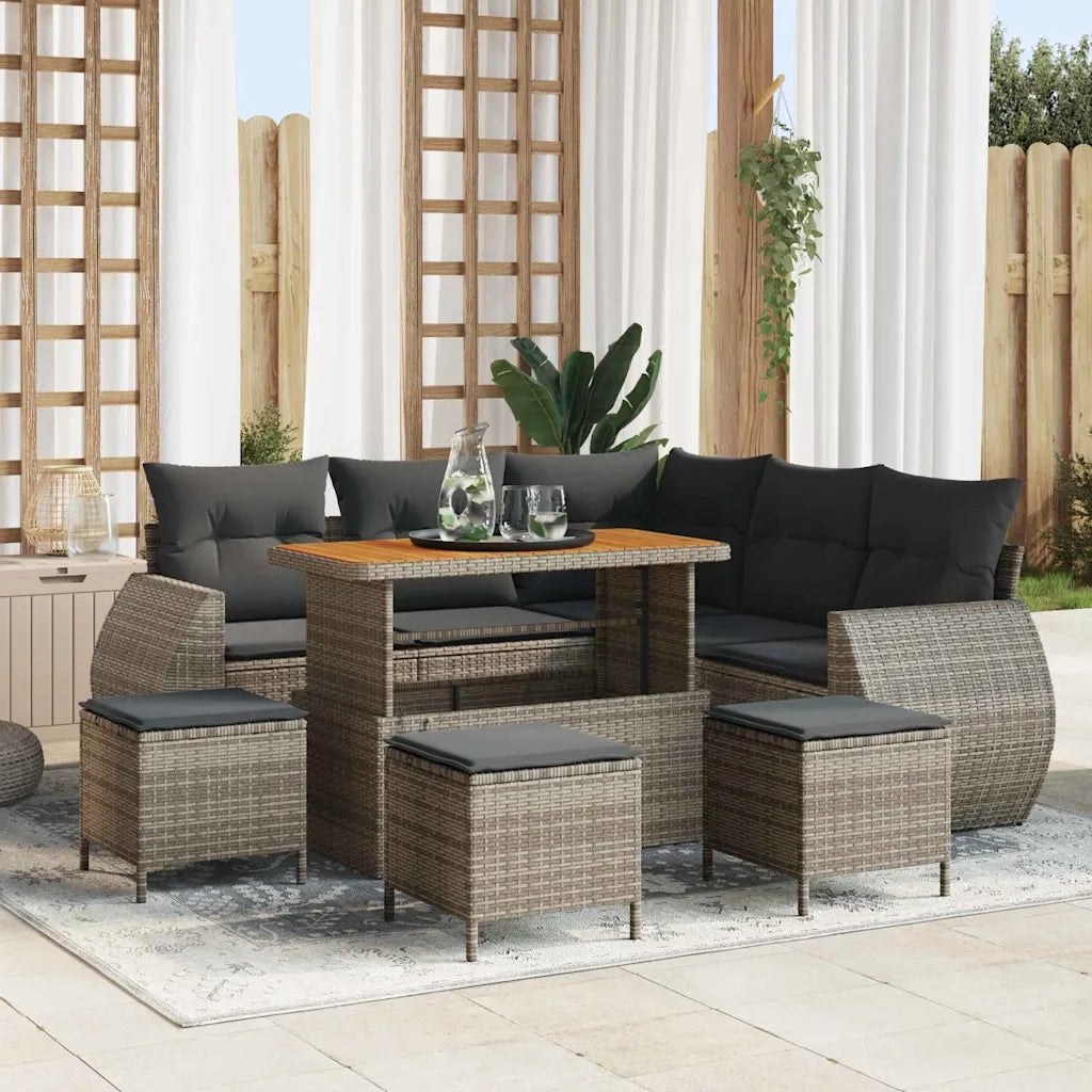 Set Divano da Giardino 9 pcs Grigio polyrattan 3361883