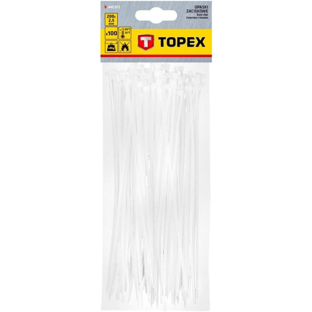 Topex 44e971 fascette per cavi 2 2,5mmx200mm, 100 pezzi ds