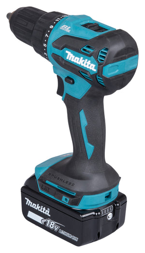 Makita DHP490RTJ Trapano a percussione 18V Brushless 65 Nm con due batterie 5,0 ah