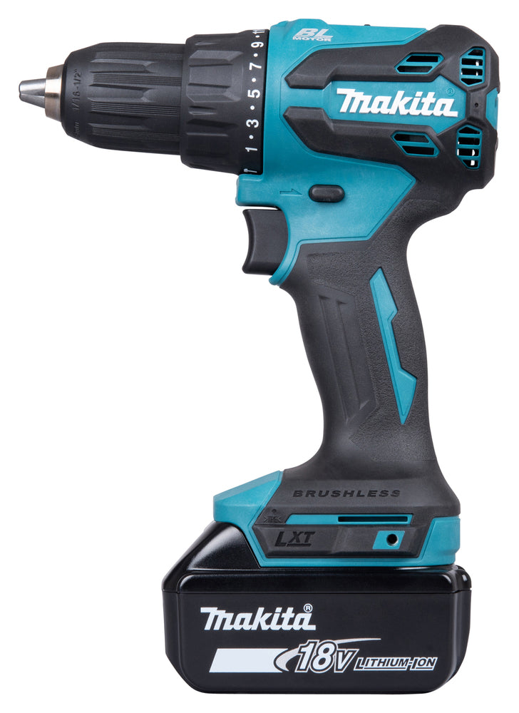 Makita DHP490RTJ Trapano a percussione 18V Brushless 65 Nm con due batterie 5,0 ah