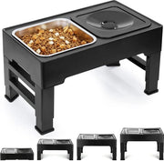 Ciotola per cani, alta, ciotola per alimentazione per cani, regolabile in altezza con 4 posizioni, ciotola per acqua senza schiuma e ciotola per cibo, acciaio inossidabile, set 1,6 l x 2, stazione per alimentazione per cani grandi, medi e piccoli