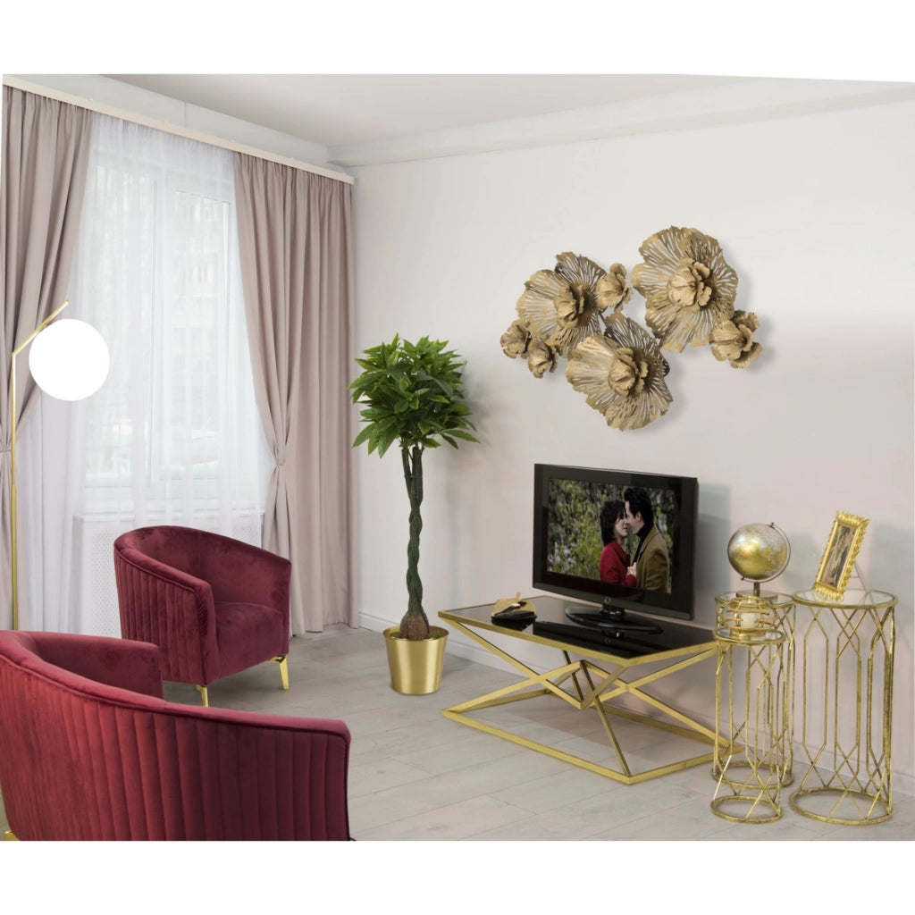 Tavolino Triangoli, Nero, Metallo, 110x60x45 cm
