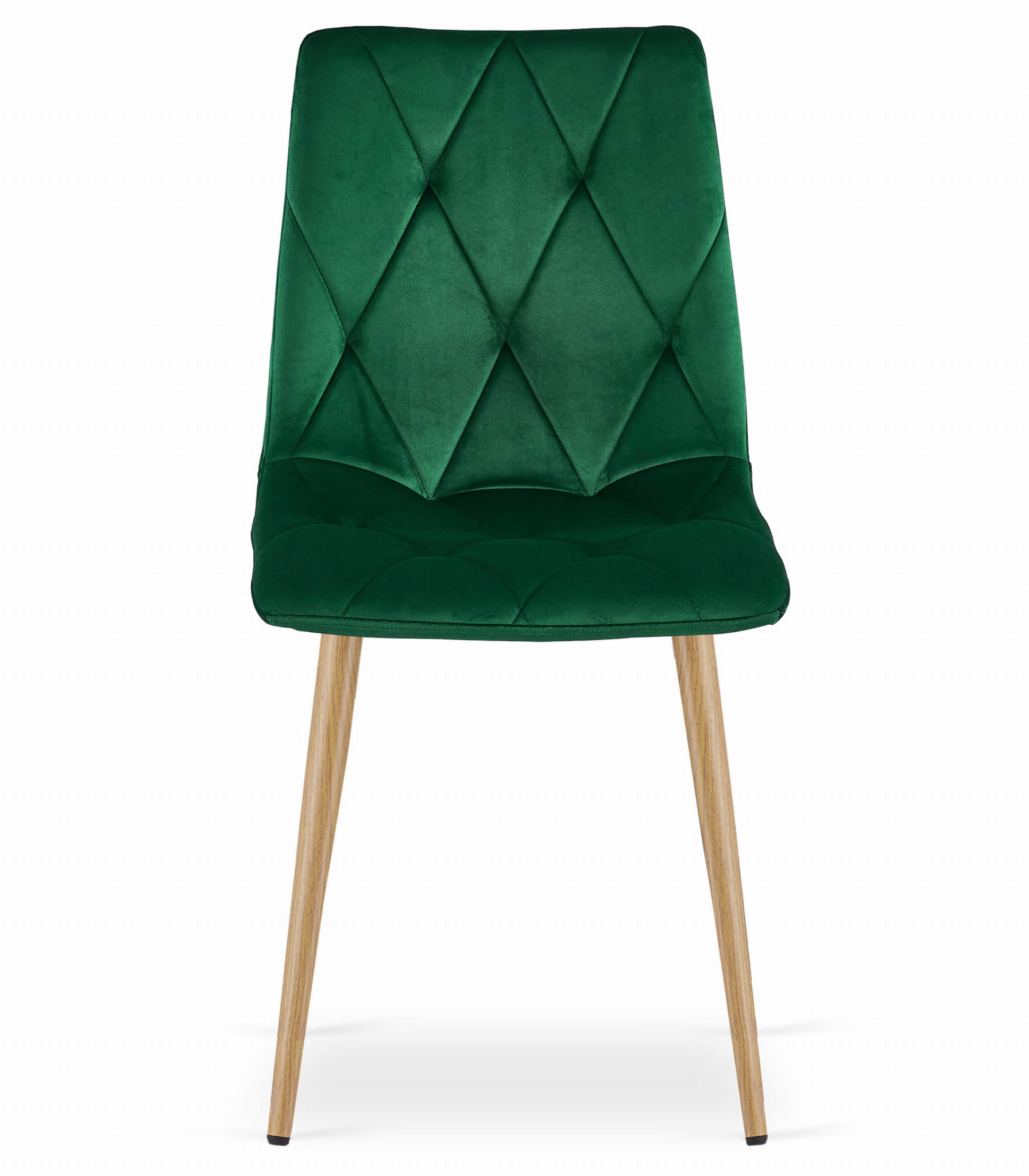Sedia Valora TYRA in velluto verde scuro con gambe color legno x4