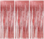Gordini a Frange - 3 Pezzi - Tende a Foglia - Rosa Oro - Decorazione - Dimensioni 1m x 2m - Nastro a Doppia Faccia - Tenda Decorativa