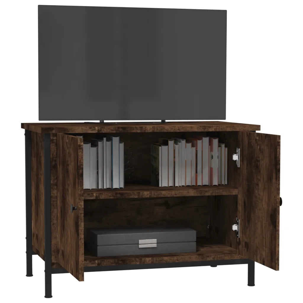 Mobile TV con Ante Rovere Fumo 60x35x45 cm in Legno Multistrato 826297