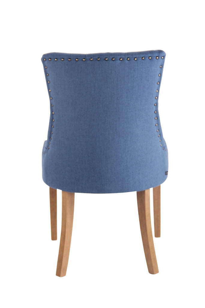 Poltrona da pranzo Aberdeen in tessuto blu,antico chiaro