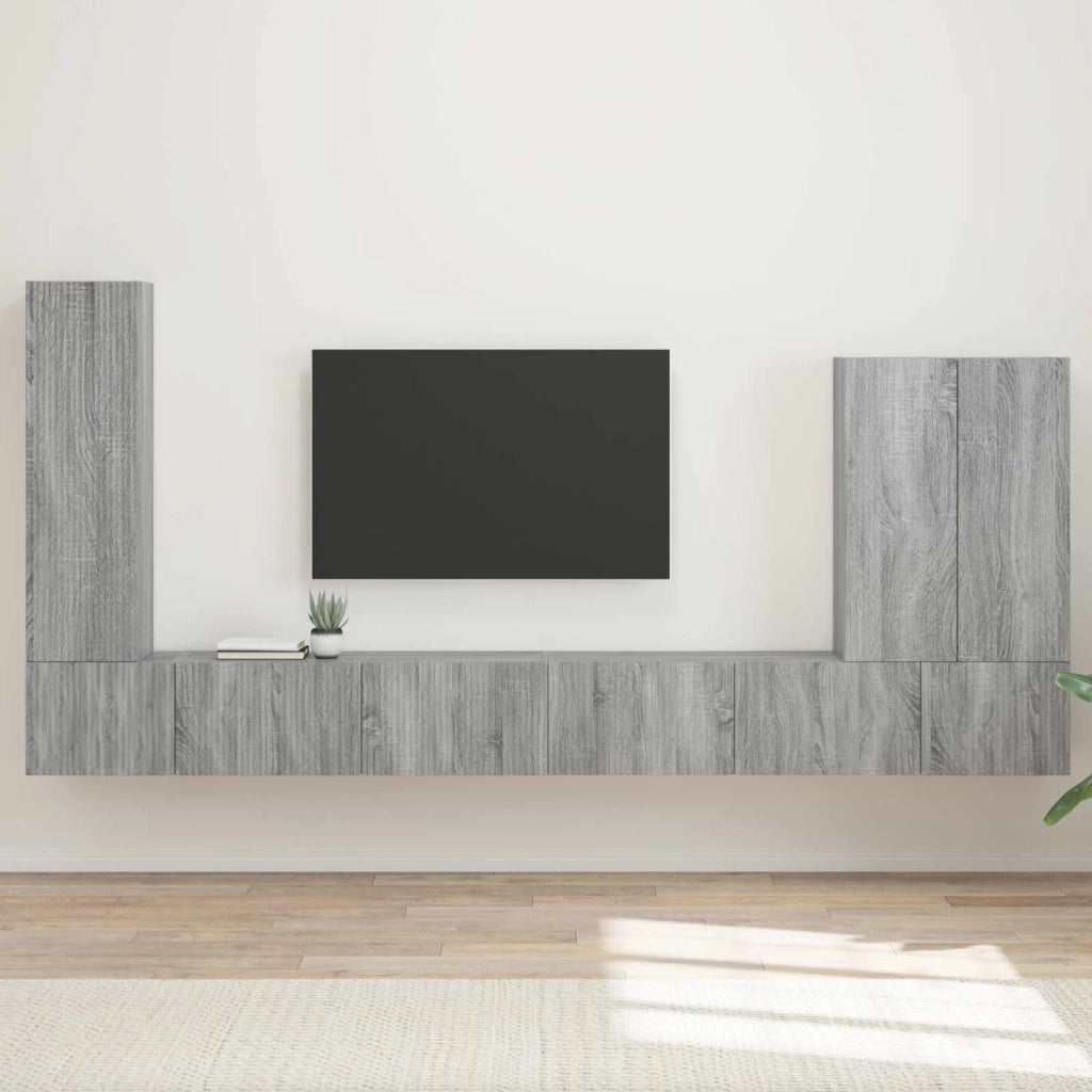 Set di Mobiletto da TV a Parete 6 pcs Grigio Sonoma 3408958