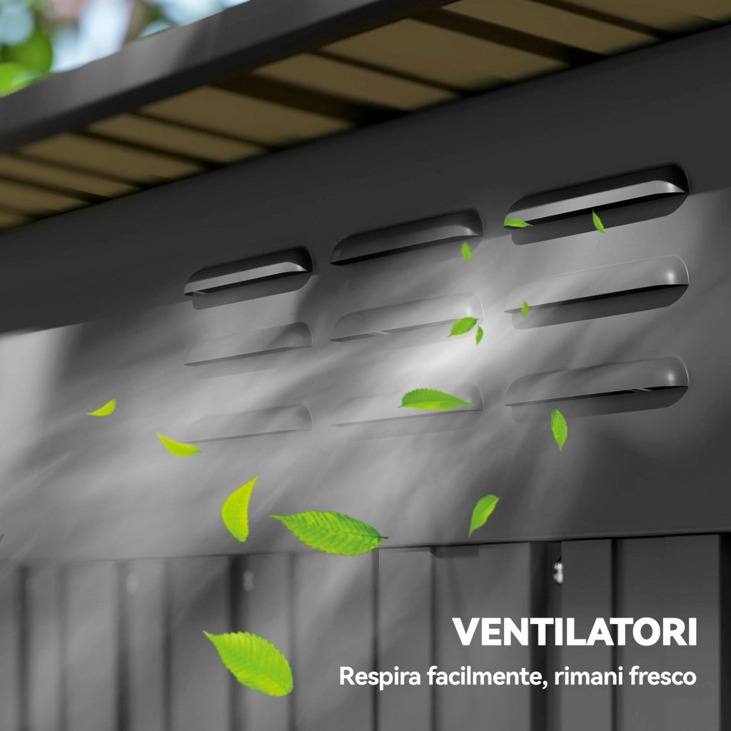 Casetta da Giardino in Metallo ¨C zephmum ¨C Grigio Scuro 159x106x181 cm