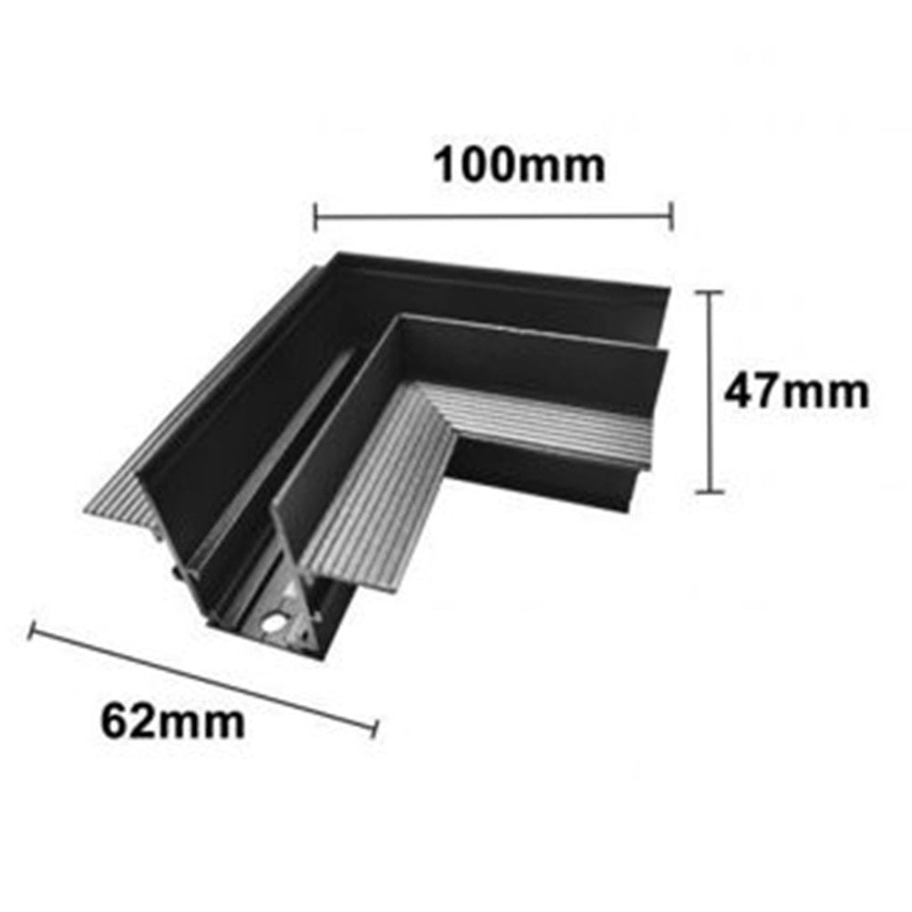 Trade Shop - Connettore Angolare Per Binario Da Incasso Track Lights Magnetiche Dc 48v Nero Gf-201-l -