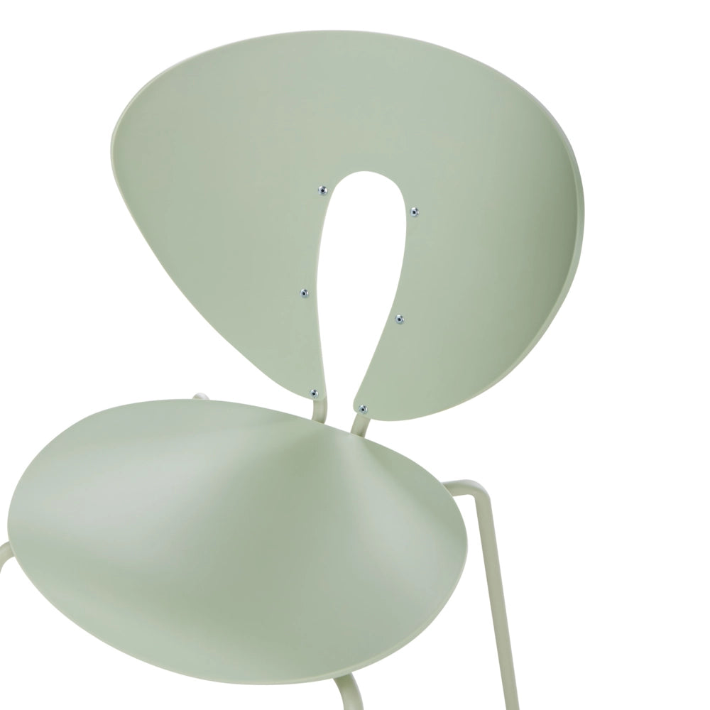 Set di 2 sedie da pranzo impilabili con sedile in plastica senza braccioli verde stile moderno