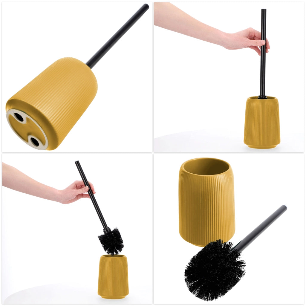 KADAX 2x Spazzolino per WC per bagno, in ceramica, giallo, moderno