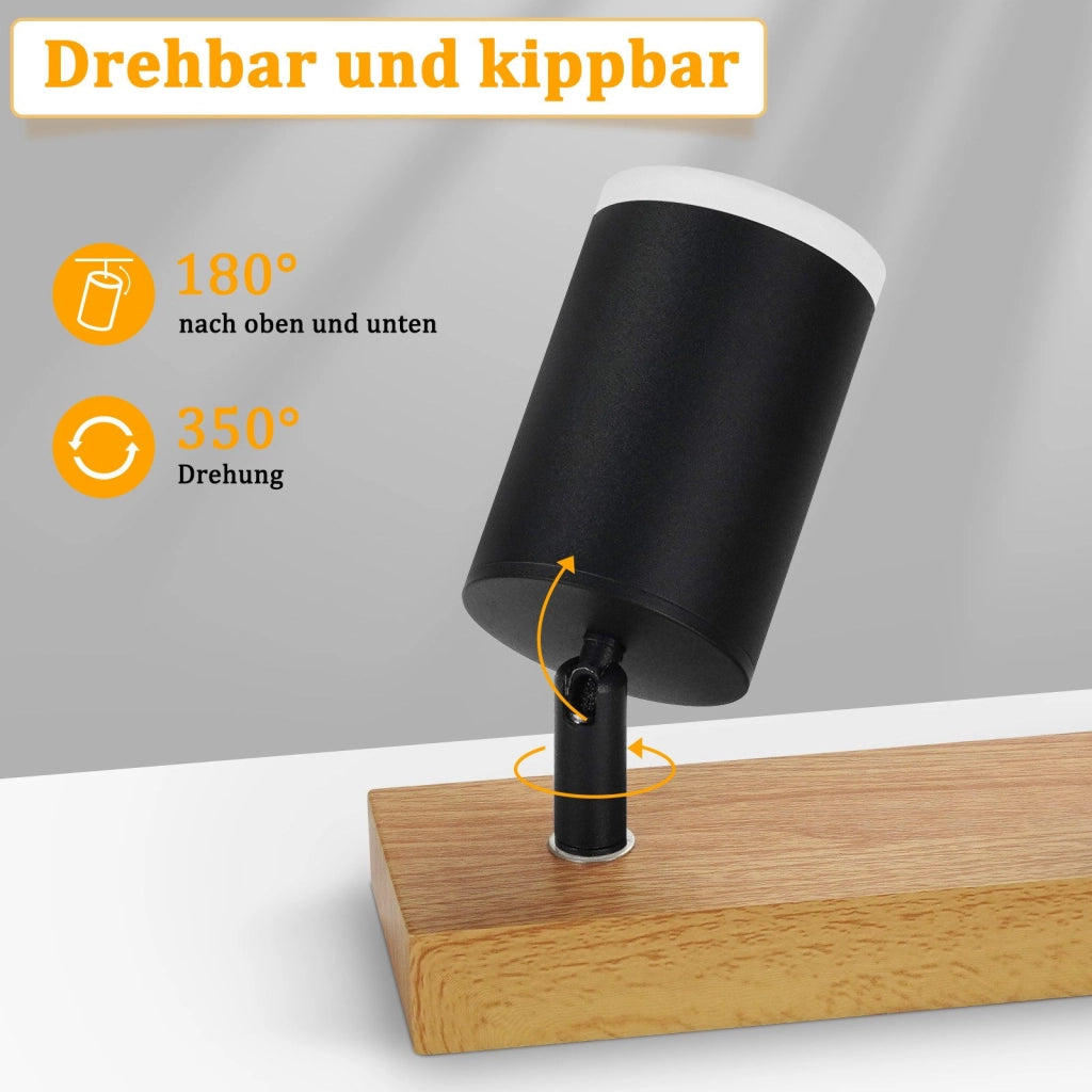 ZMH Faretto da soffitto 4 luci GU10 legno acrilico orientabili 350° per soggiorno