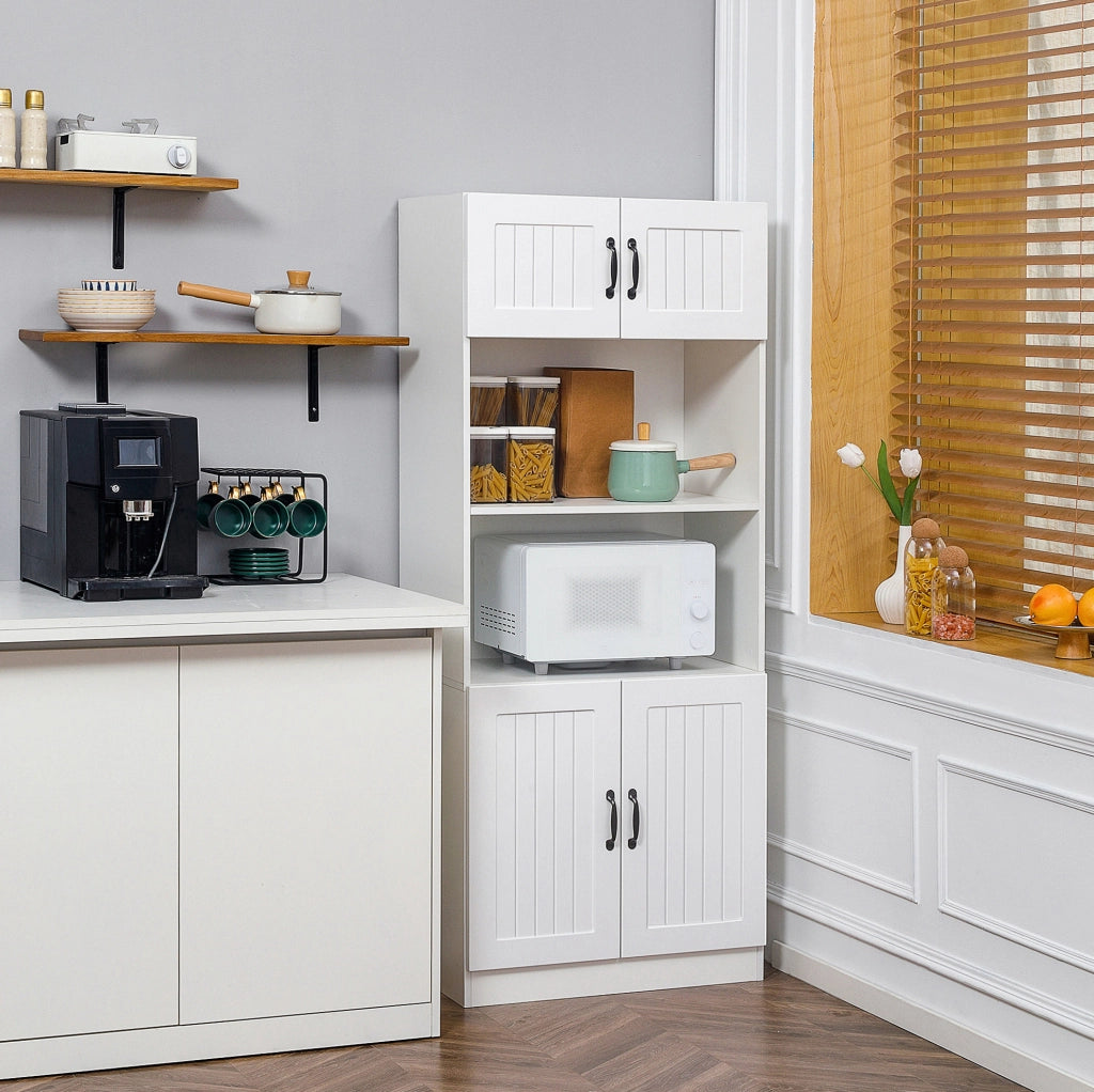 Mobile alto da cucina HOMCOM bianco con vano microonde