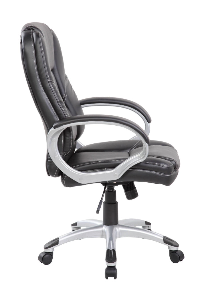 Sedia da ufficio Iolanda, Poltrona direzionale con braccioli, Sedia ergonomica da ufficio, 69x63h105/116 cm, Nero