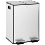 Cestino Rifiuti Acciaio Inox 2x20L Pedale ¨C zephmum ¨C Argento
