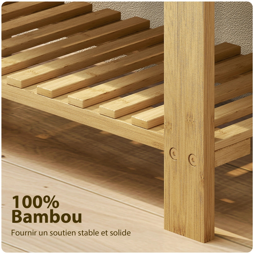 Scarpiera in Bamb¨´ 3 Livelli ¨C Zephmum ¨C Grigio e Legno Naturale 60x29x49
