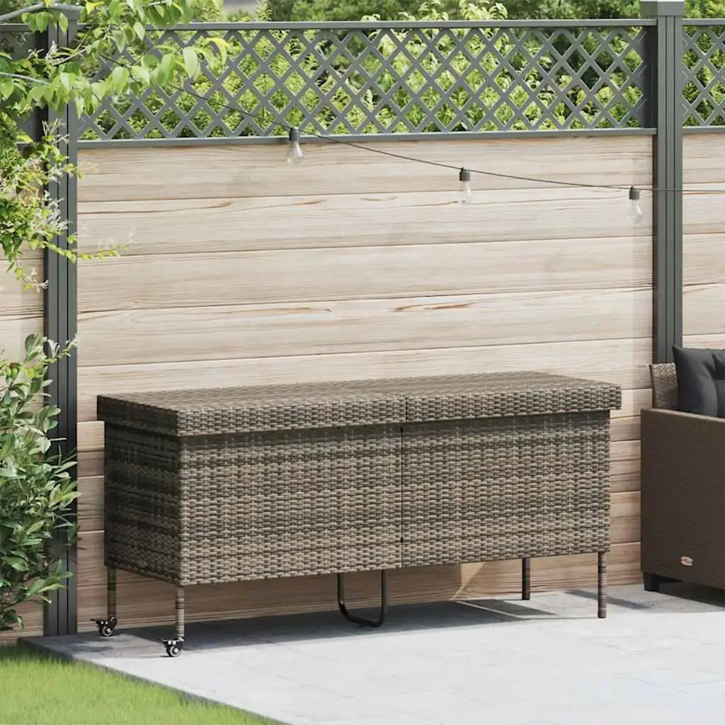 Contenitore da Giardino con Ruote Grigio 160x55x75cm Polyrattan