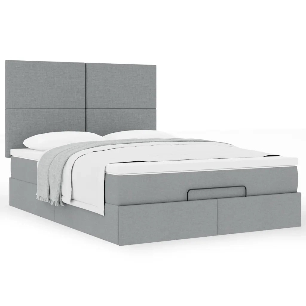 Struttura Letto Pouf con Materasso 140x190 cm in Tessuto 3313071