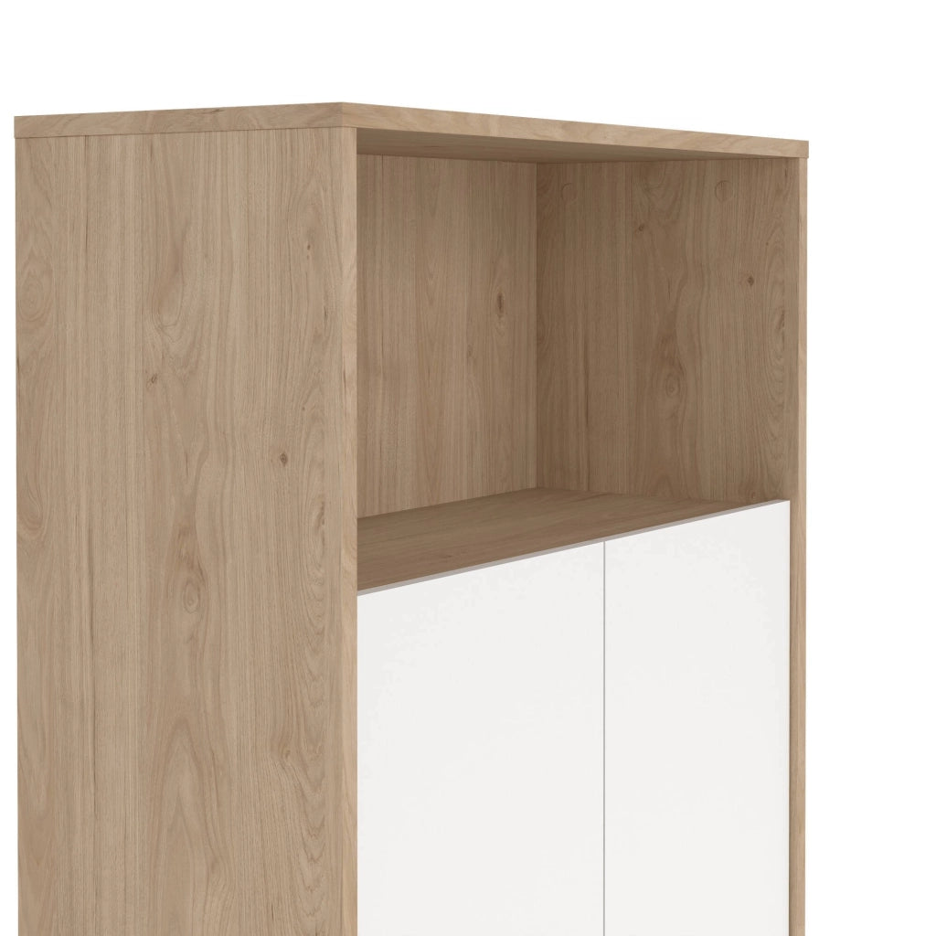 Credenza Canossa, Buffet da soggiorno, Madia da salotto, Dispensa da cucina, 80x34 h124 cm, Rovere e Bianco
