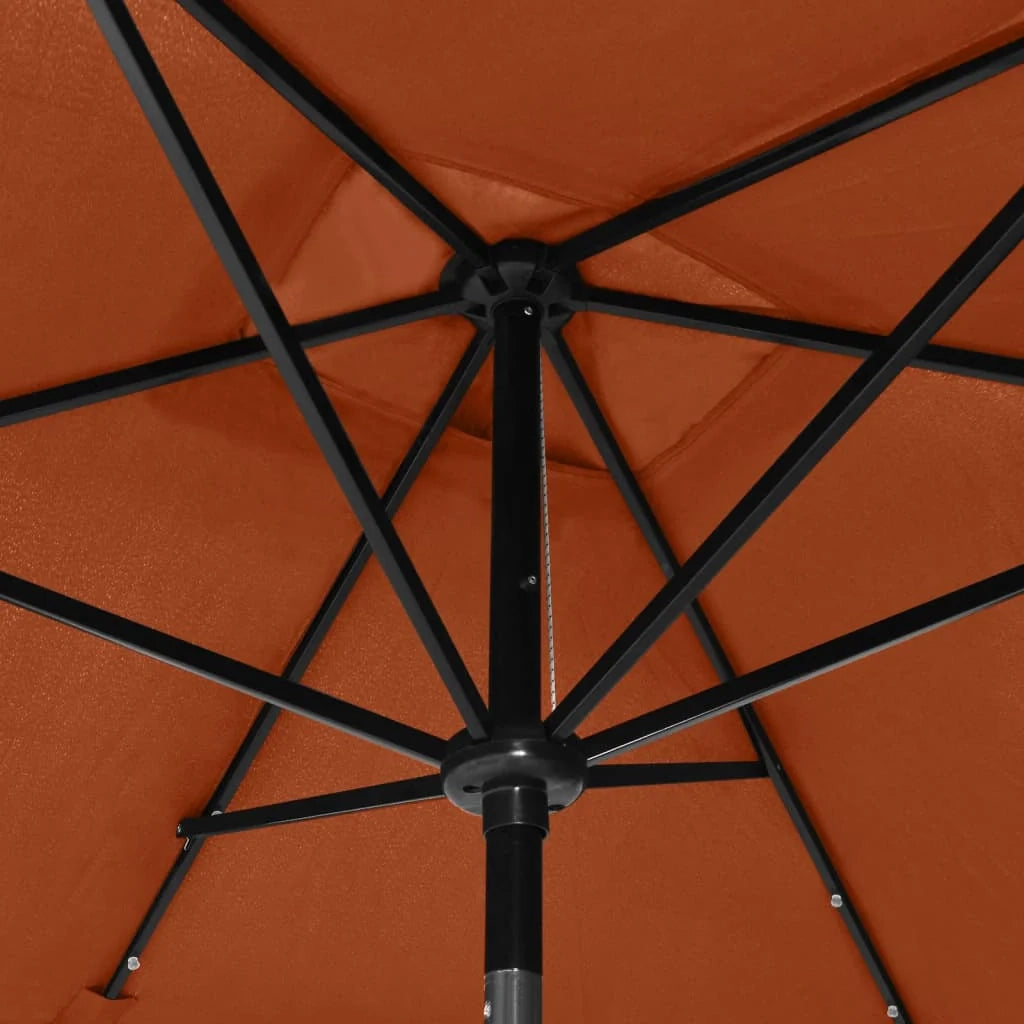 Ombrellone con LED e palo in acciaio color terracotta 2 x 3 m 02_0008072