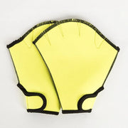 Zwemhandschoenen per paio, addestramento impermeabilità, immersione fitness, pinne da nuoto, pedali, attrezzatura da nuoto per uomo e donna, iniziali - giallo - M