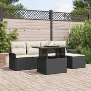 Set Divano da Giardino con cuscino 6 pcs Nero polyrattan 3348263