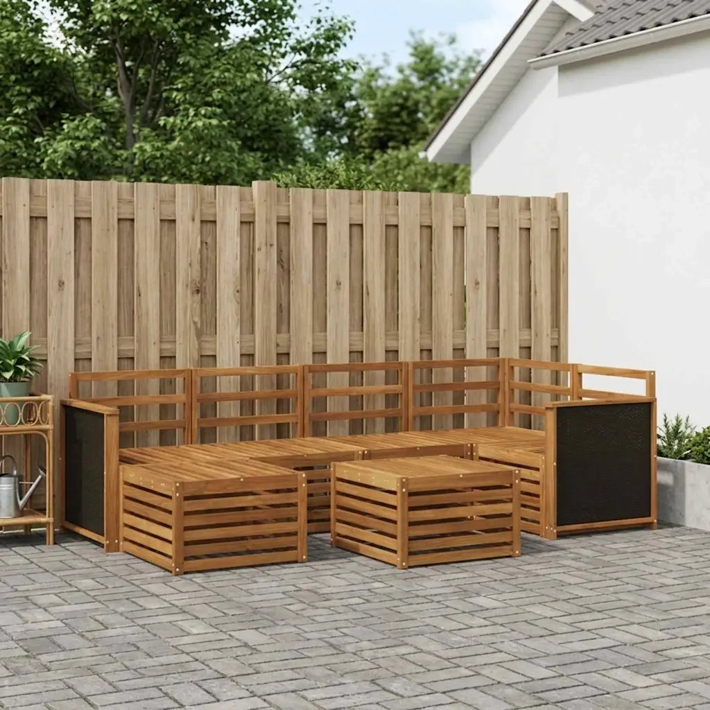 Set divano sezionale 6 pcs Naturale Legno di Acacia Massello 3384580