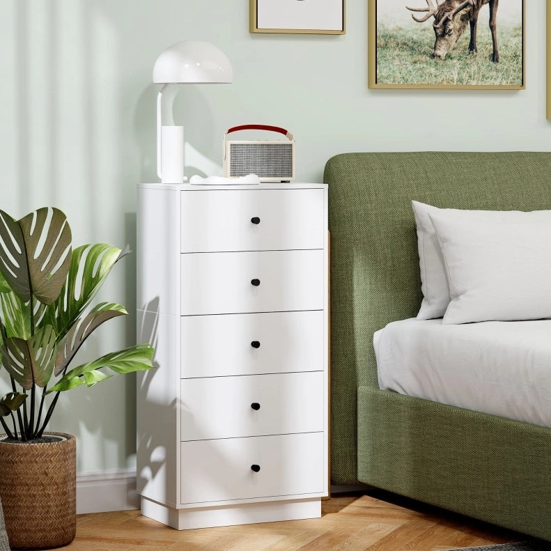 Cassettiera moderna bianca con 5 cassetti 47x29x95 cm