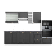 Cucina componibile Fame-Line Antracite-oro/Bianco 280 cm, PL Antracite Vicco