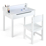 Scrivania per bambini con sedia ergonomica 60 x 40 x 58 cm spazio di archiviazione sicuro moderno legno bianco 20_0019579