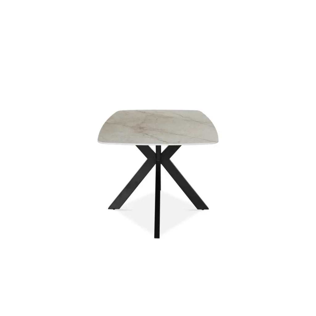 Tavolo da pranzo ARVENA – 180x90 cm – Colore beige marmo pietra – Piano effetto pietra – Design elegante e moderno