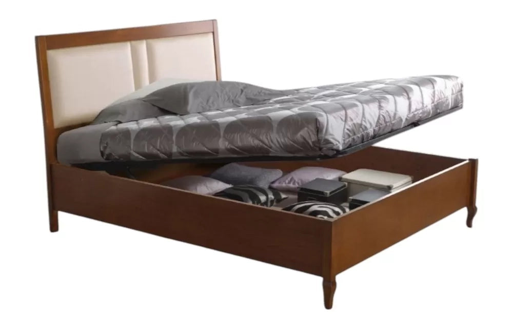 Letto matrimoniale contenitore legno noce bassano 175x210x125 - Mobili 2G