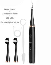 Tampone elettrico 3 in 1 per rimozione placca, sbiancamento denti, ricarica USB - Nero