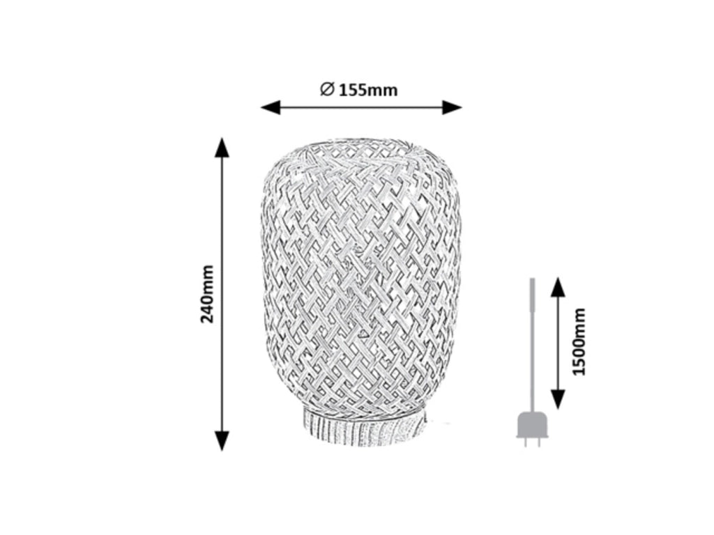 Lampada da tavolo boho rattan naturale E14 Alinafe Rabalux