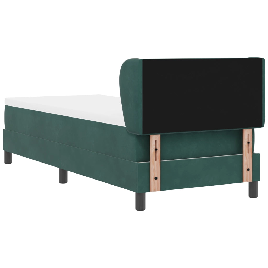 Letto a Molle con Materasso Verde Scuro 80x200 cm Velluto