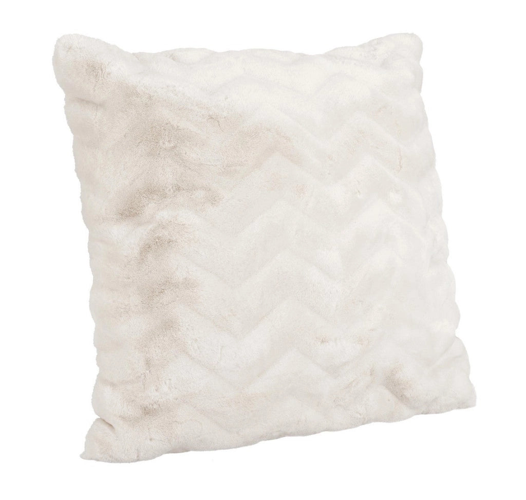 Cuscino in Ecopelliccia Bianca con Motivo Chevron 60x60 cm - FAISAL