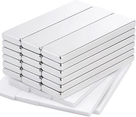 Magnetodi neodimio - magneti rettangolari extra forti - 18 pezzi - 40 x 10 x 3 mm - con retroadesivo