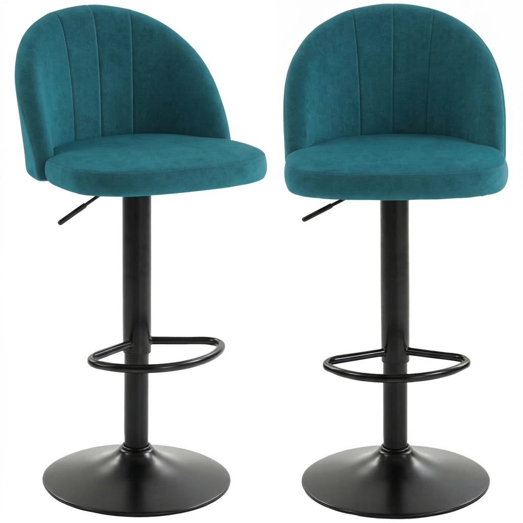 Set di 2 Sgabelli da Bar. Sgabelli Moderni Girevoli con Poggiapiedi. Blu