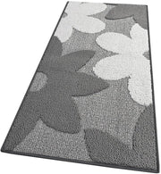 Tappeto Cucina 3D Fiore 50x135 cm Tridimensionale Morbido Moderno Passatoia Antiscivolo Grigio