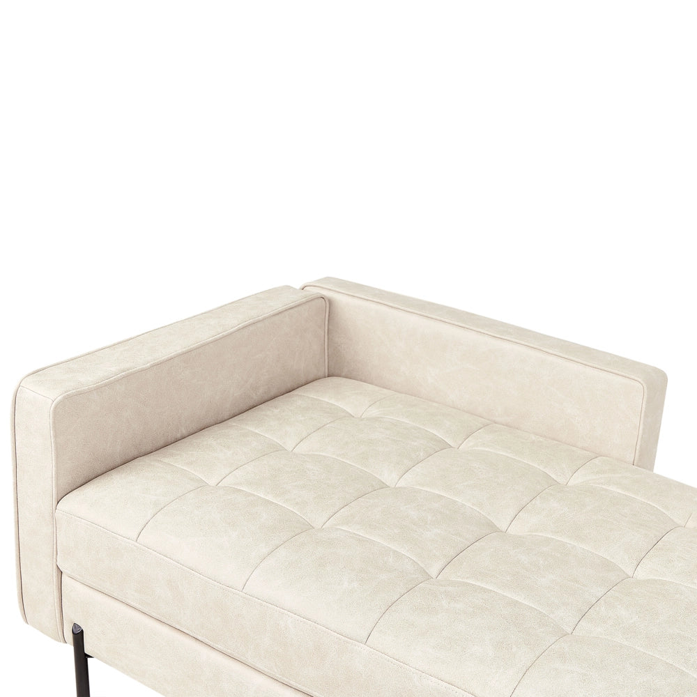 Chaise longue in ecopelle con inserti beige chiaro lato sinistro stile moderno tradizionale