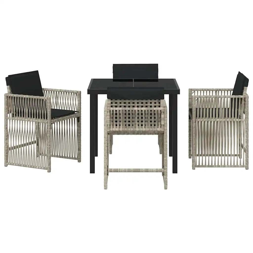 Set da Pranzo per Giardino 5 pcs Grigio chiaro polyrattan